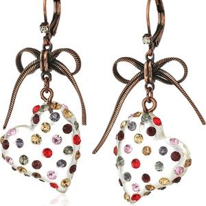 Betsey Johnson Lucite heart drop earrings Women NWT Valentine’s Day gift!